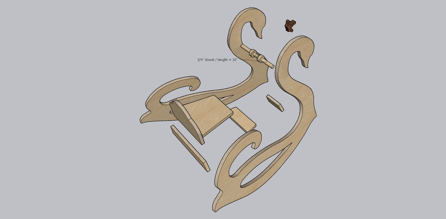 Swan rocking chair ,printable template ,laser cut ,CNC - LoyocaWorkshop