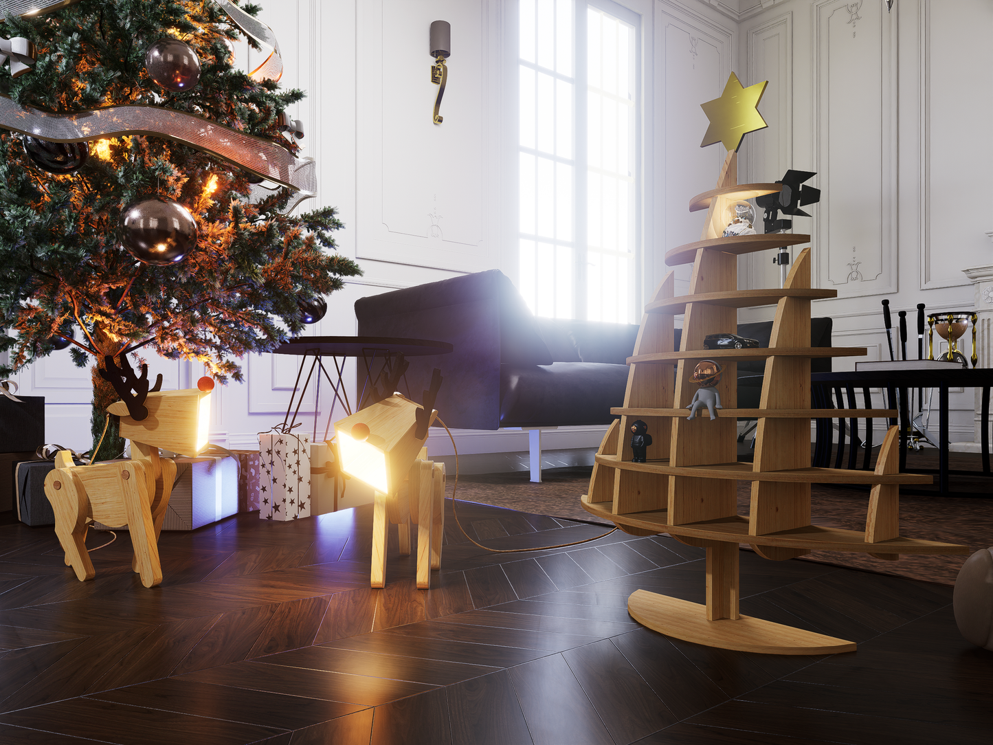 Christmas tree shelf ,printable template ,laser cut ,CNC - LoyocaWorkshop