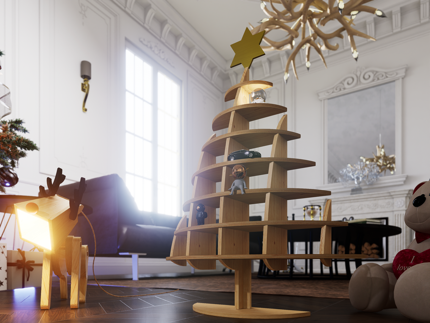 Christmas tree shelf ,printable template ,laser cut ,CNC - LoyocaWorkshop