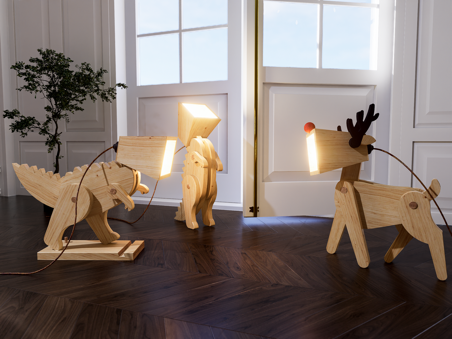 Godzilla lamp design file, printable template ,laser cut ,CNC - LoyocaWorkshop