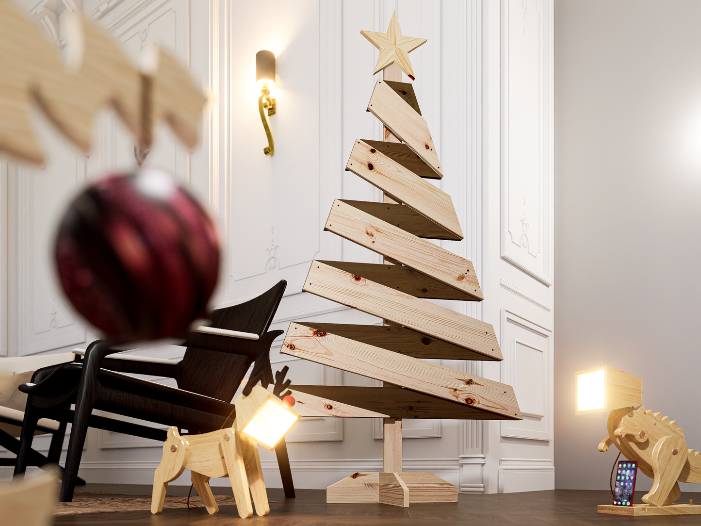 Christmas tree pallet ,printable template ,laser cut ,CNC - LoyocaWorkshop