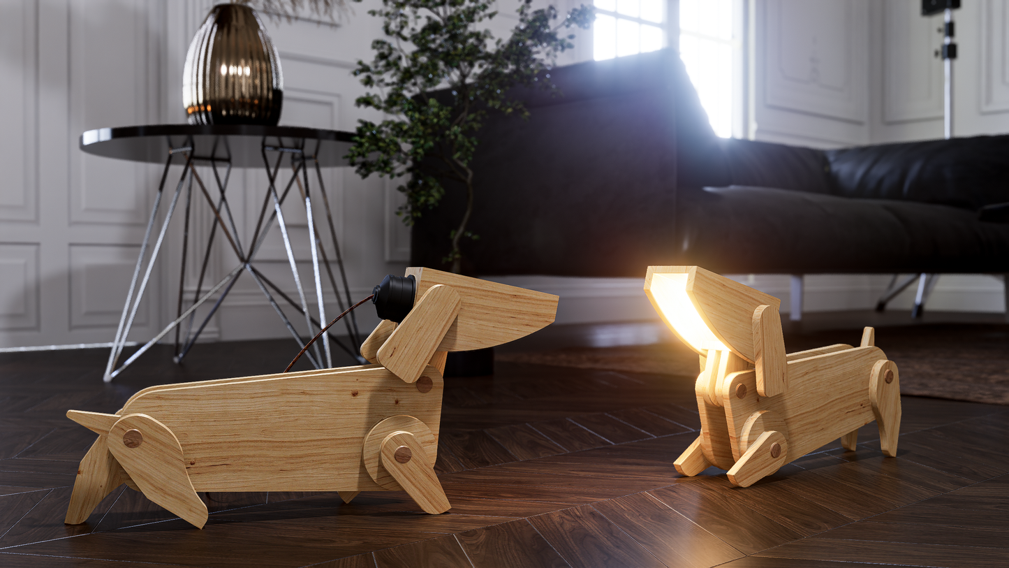 Dachshund lamp design file, printable template ,laser cut ,CNC - LoyocaWorkshop