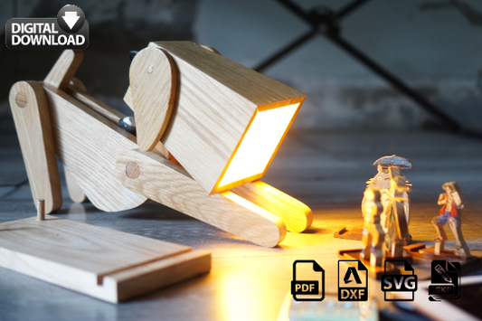 Dog lamp design file, printable template ,laser cut ,CNC - LoyocaWorkshop