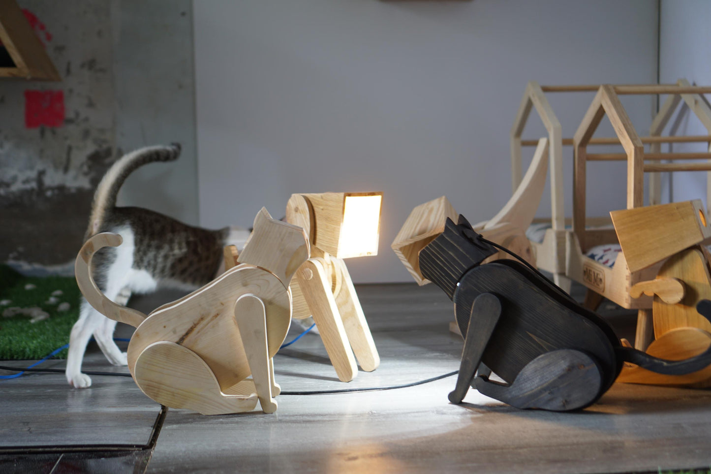 Fat cat lamp design file, printable template ,laser cut ,CNC - LoyocaWorkshop