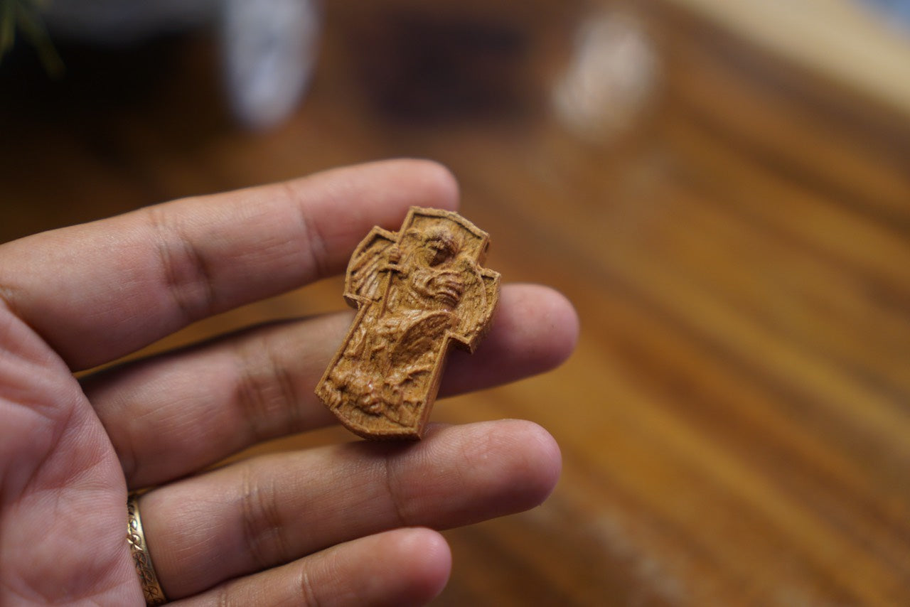 Michael defeating Lucifer cross, 3D STL Model, CNC Router Engraver, Artcam, Aspire