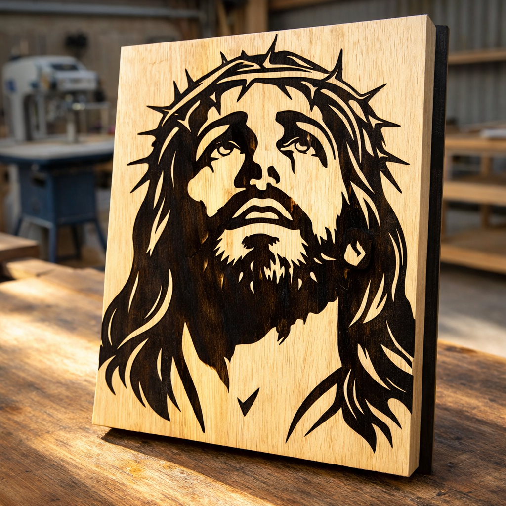 Jesus face J02 pattern -Scroll saw -CNC cuttting- LoyocaWorkshop