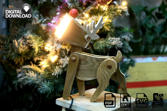 Reindeer lamp design file, printable template ,laser cut ,CNC - LoyocaWorkshop