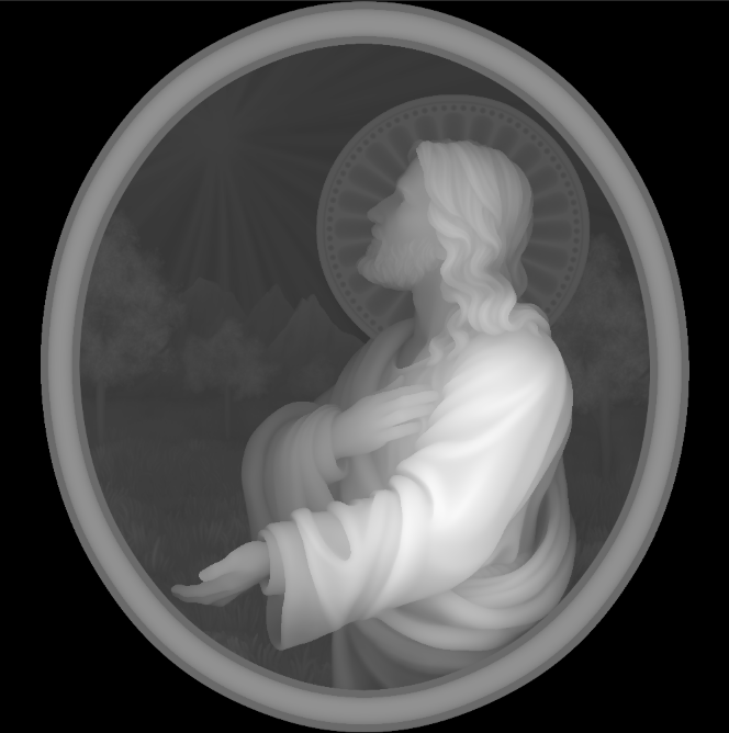Jesus prays, 3D STL Model, CNC Router Engraver, Artcam, Aspire