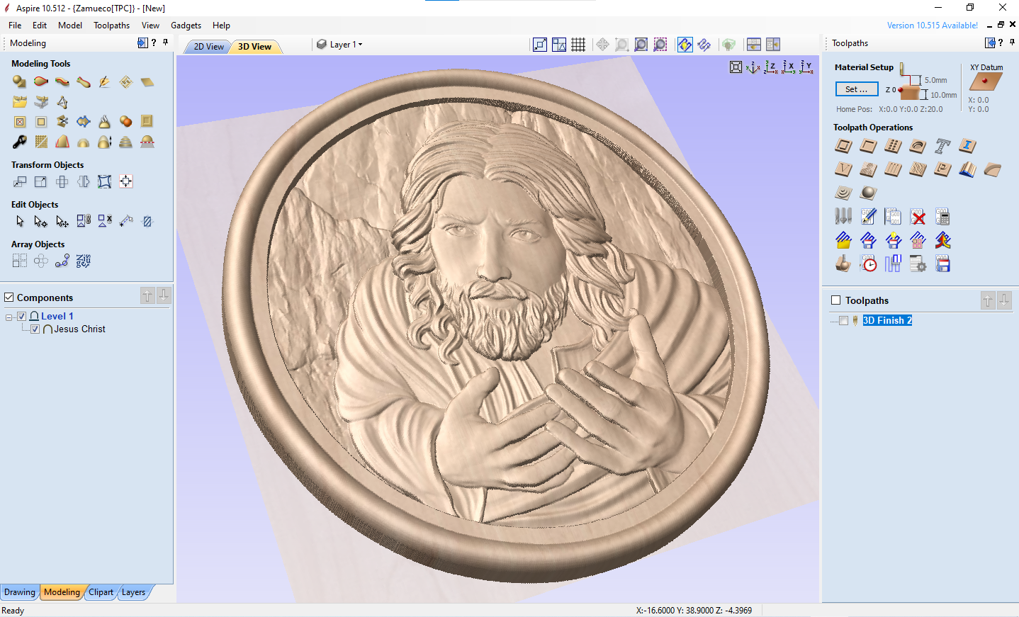 Jesus Christ, 3D STL Model, CNC Router Engraver, Artcam, Aspire