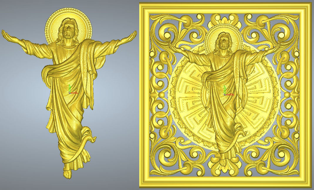 Jesus Ascension body and with frame, 3D STL Model, CNC Router Engraver, Artcam, Aspire ,3D printing