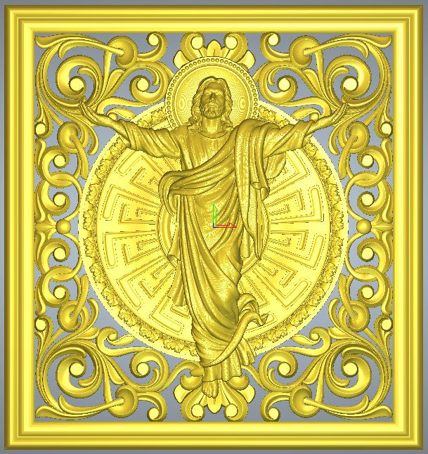 Jesus Ascension body and with frame, 3D STL Model, CNC Router Engraver, Artcam, Aspire ,3D printing