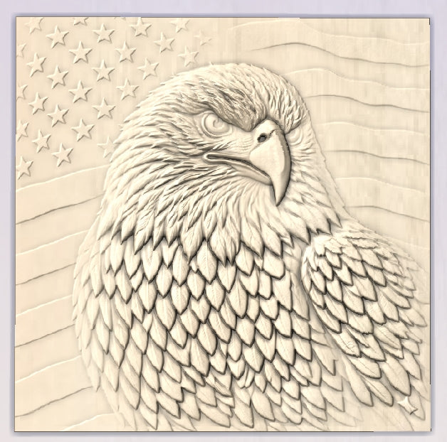 Eagle head and US flag, 3D STL Model, CNC Router Engraver, Artcam, Vectric Aspire ,Easel ,3D printing