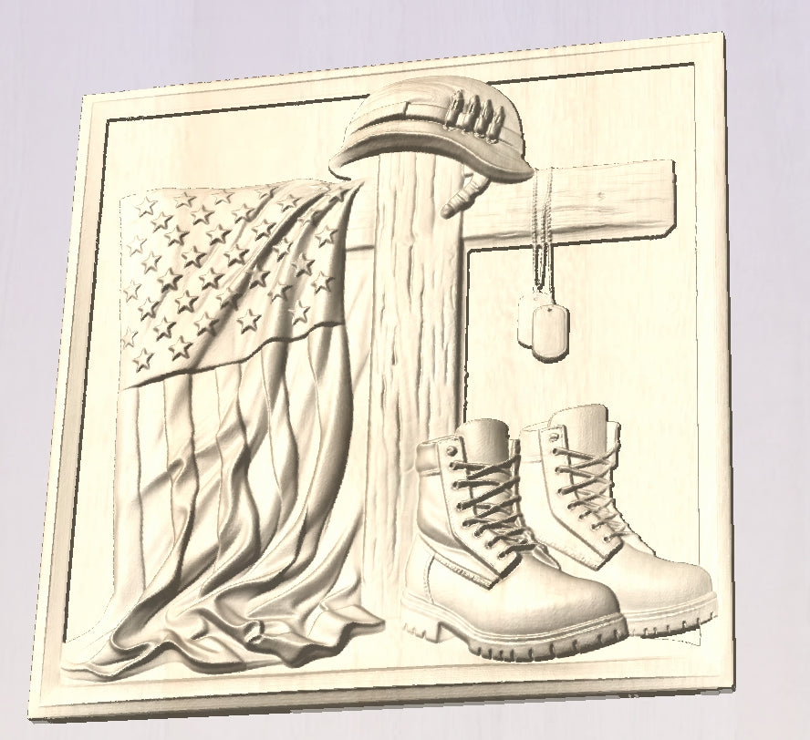 US Military memory, 3D STL Model, CNC Router Engraver, Artcam, Vectric Aspire ,Easel ,3D printing