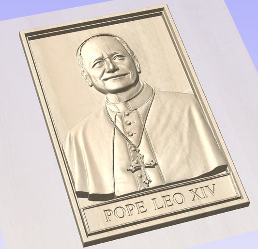 Pope Leo 14 portrait carving, 3D STL Model, CNC Router Engraver, Artcam, Aspire ,3D printing