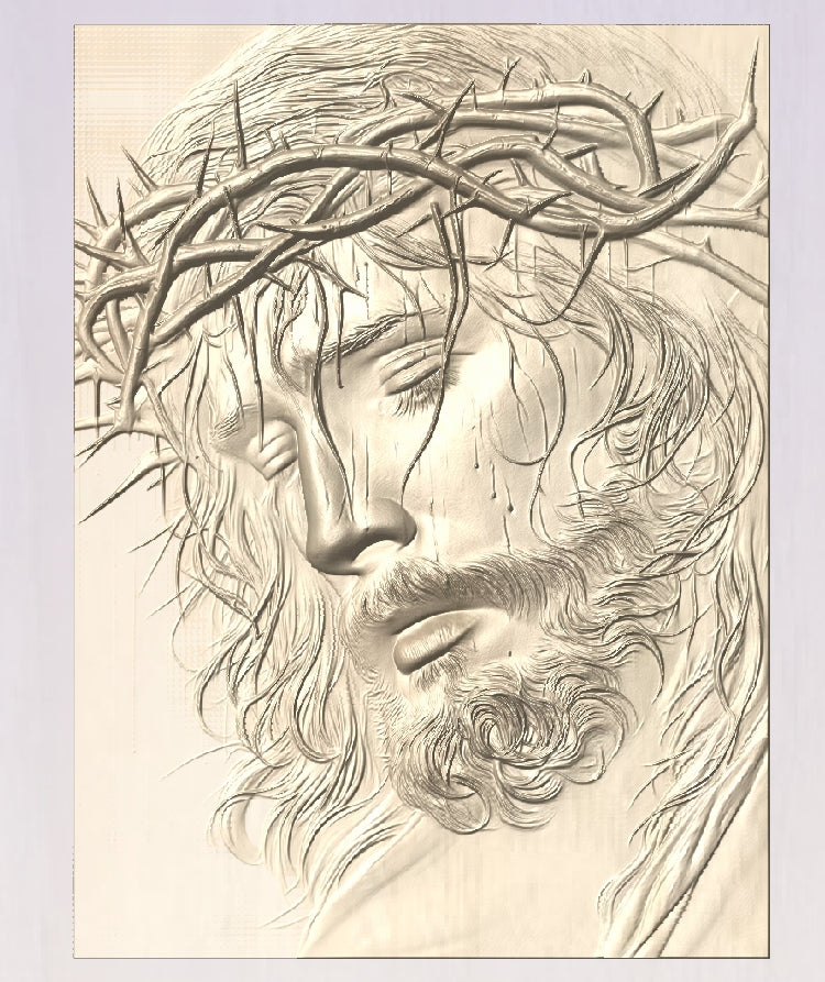 Jesus face carving, 3D STL Model, CNC Router Engraver, Artcam, Aspire ,3D printing