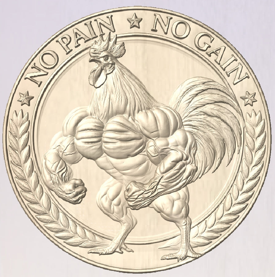 No pain no gain, 3D STL Model, CNC Router Engraver, Artcam, Aspire ,3D printing