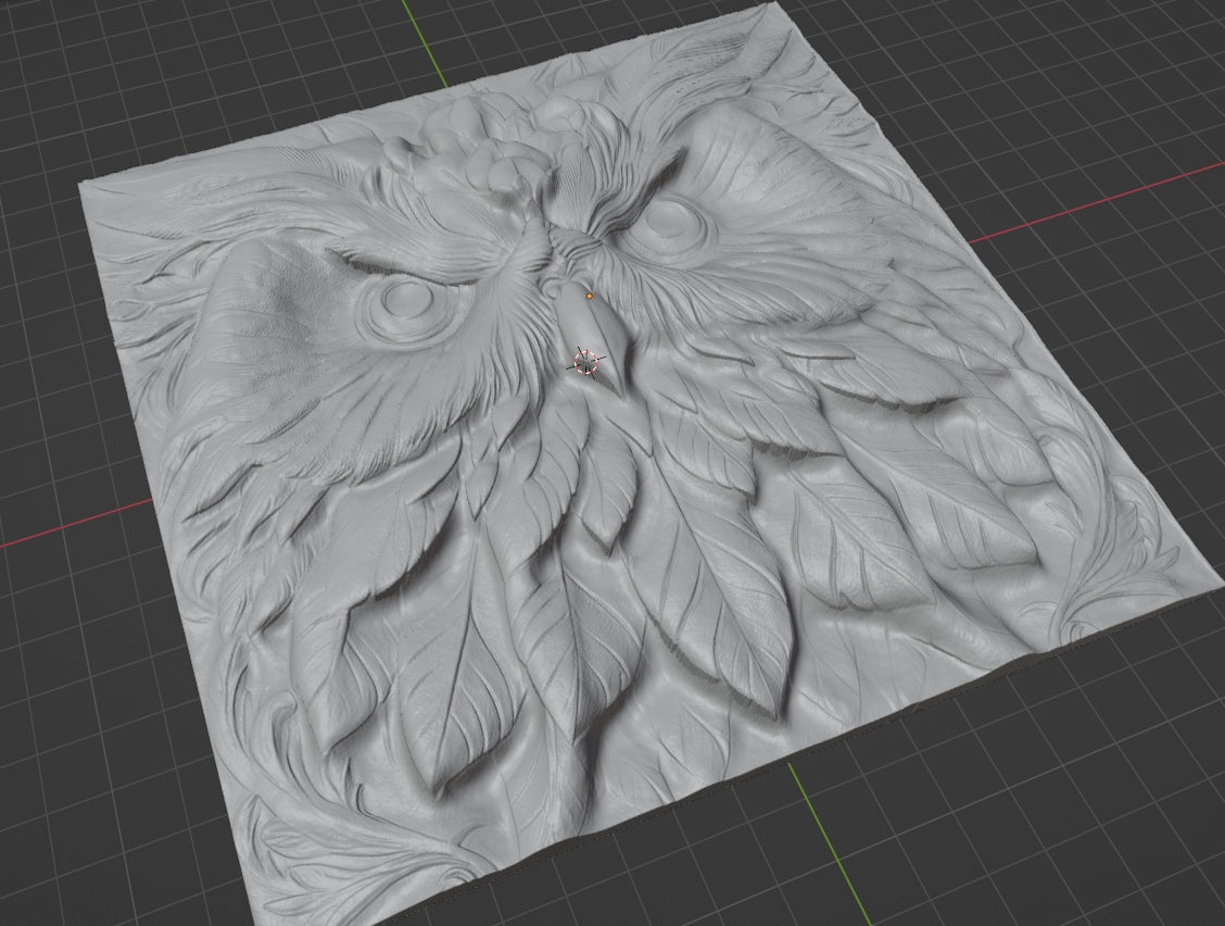 Owl relief, 3D STL Model, CNC Router Engraver, Artcam, Aspire ,3D printing