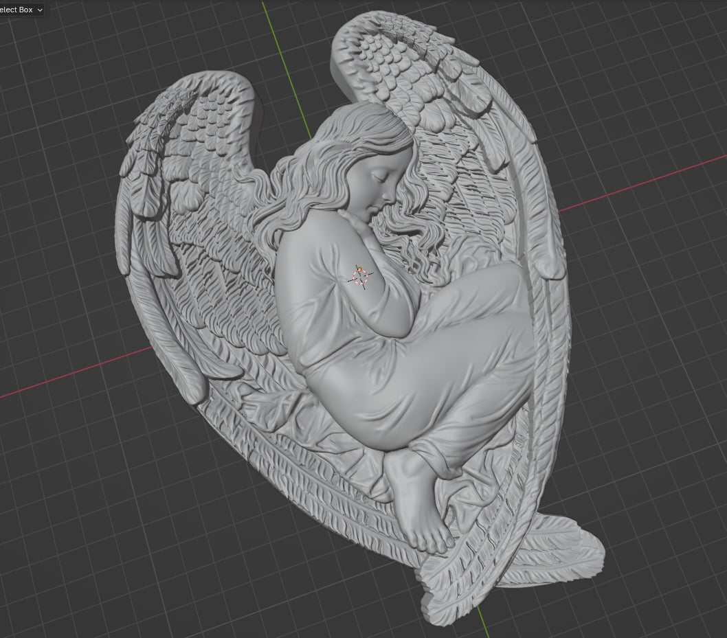 Girl in wings, 3D STL Model, CNC Router Engraver, Artcam, Aspire ,3D printing