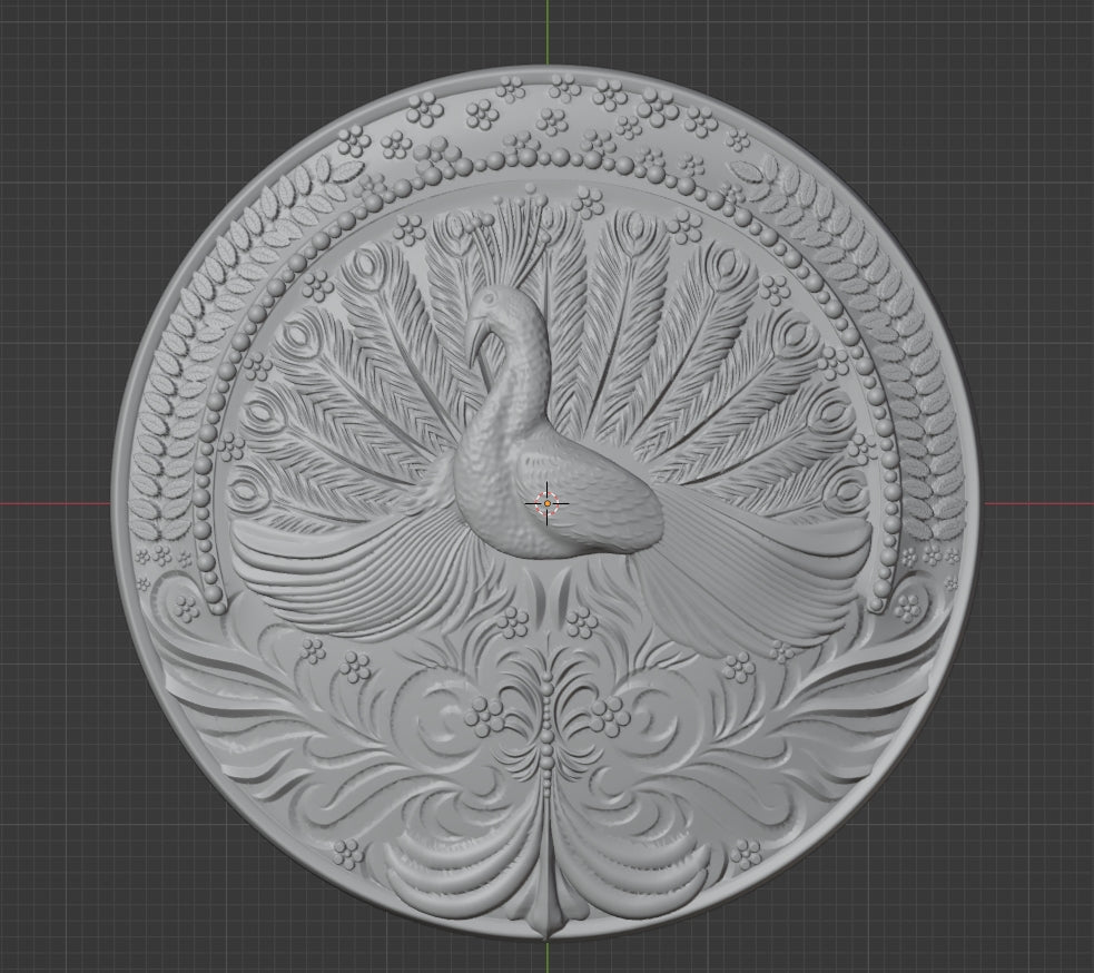 Peacock medallion, 3D STL Model, CNC Router Engraver, Artcam, Aspire ,3D printing