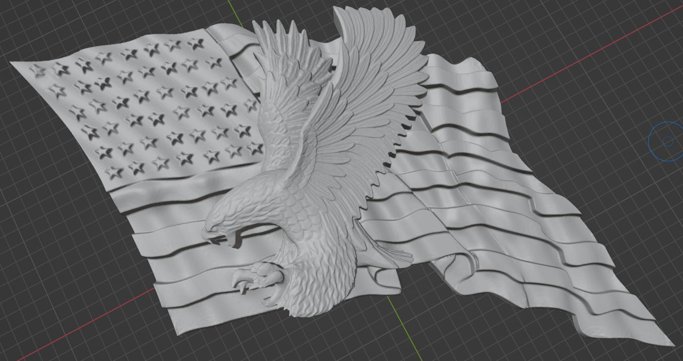 US flag eagle, 3D STL Model, CNC Router Engraver, Artcam, Aspire ,3D printing