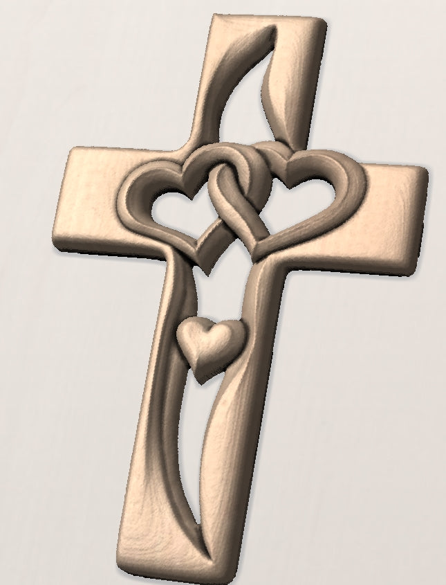 Heart cross, 3D STL Model, CNC Router Engraver, Artcam, Aspire ,3D printing