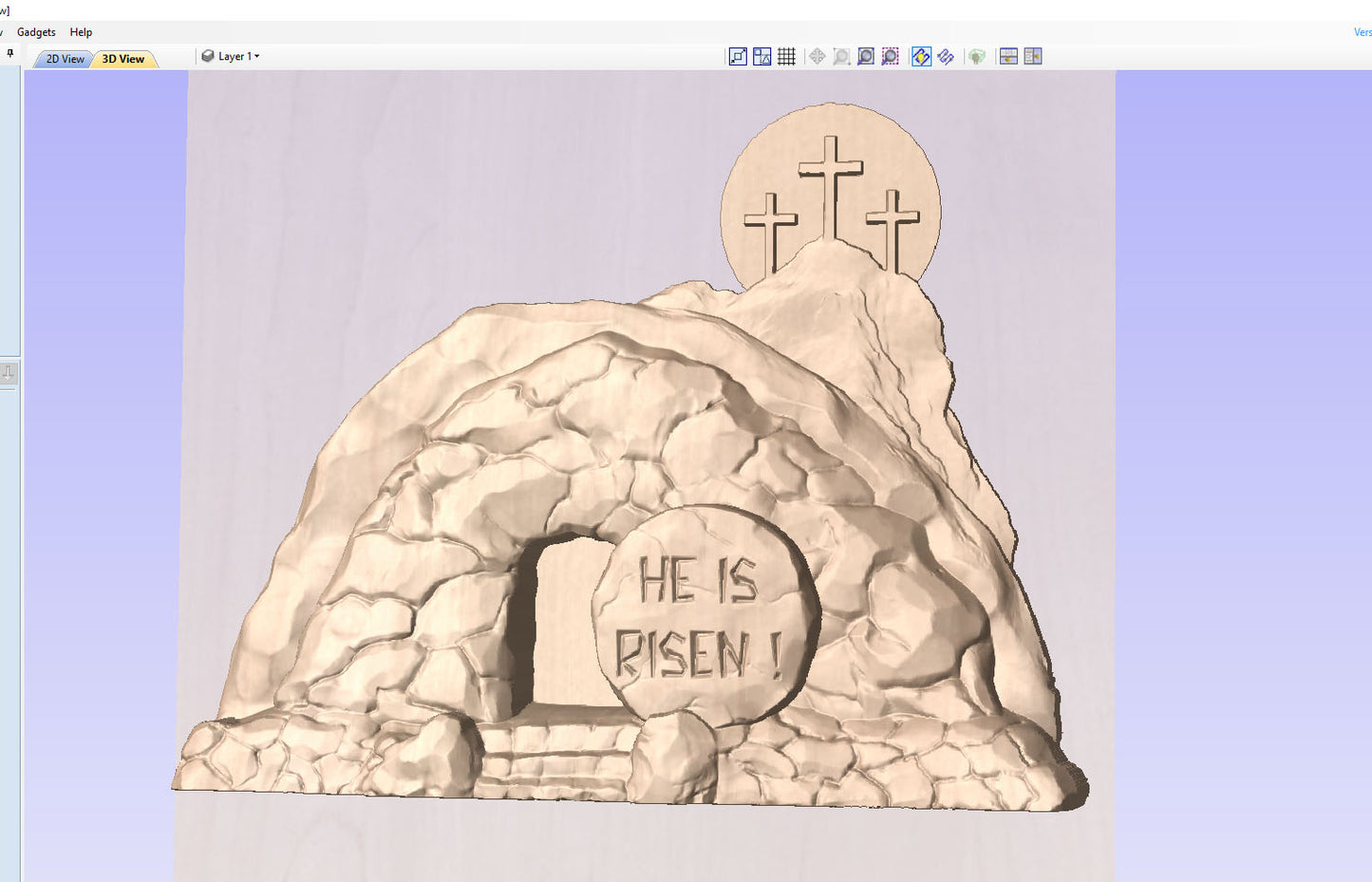 Empty tomb carving , 3D STL Model, CNC Router Engraver, Artcam, Aspire