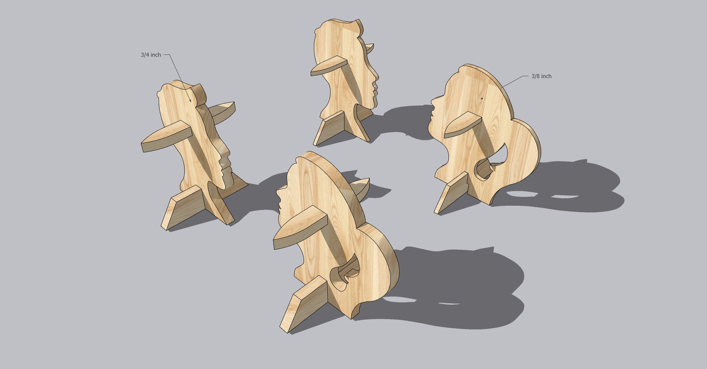 Glasses stand ,printable template ,laser cut ,CNC - LoyocaWorkshop