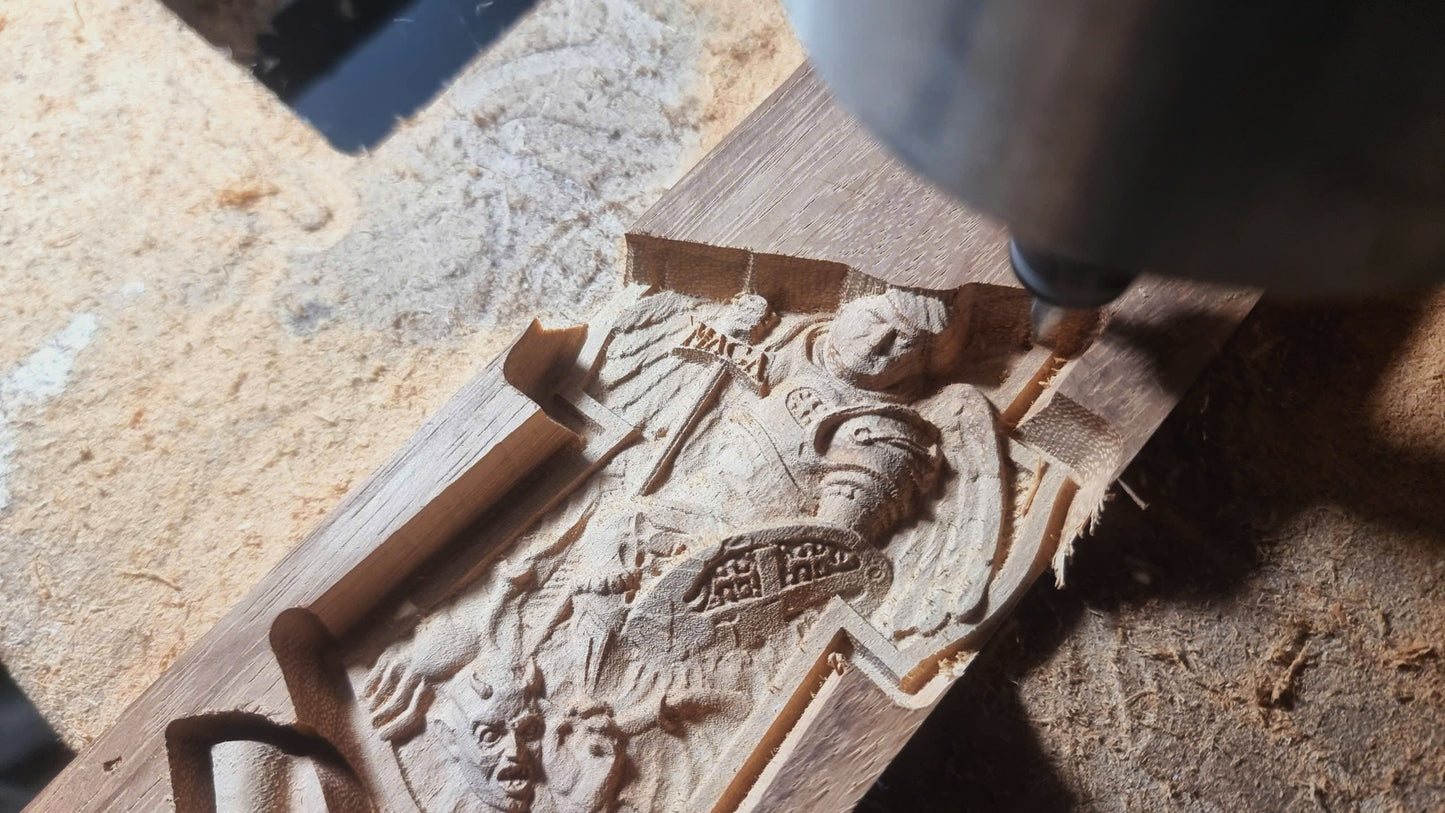Trump defeating Lucifer, 3D STL Model, CNC Router Engraver, Artcam, Aspire