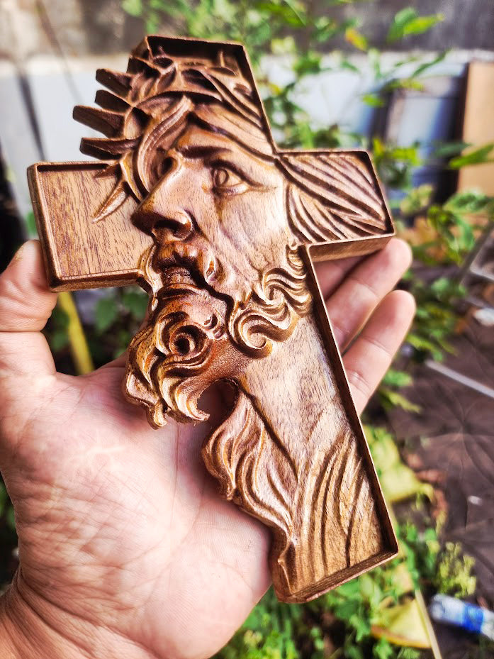 Jesus face cross, 3D STL Model, CNC Router Engraver, Artcam, Aspire ,3D printing