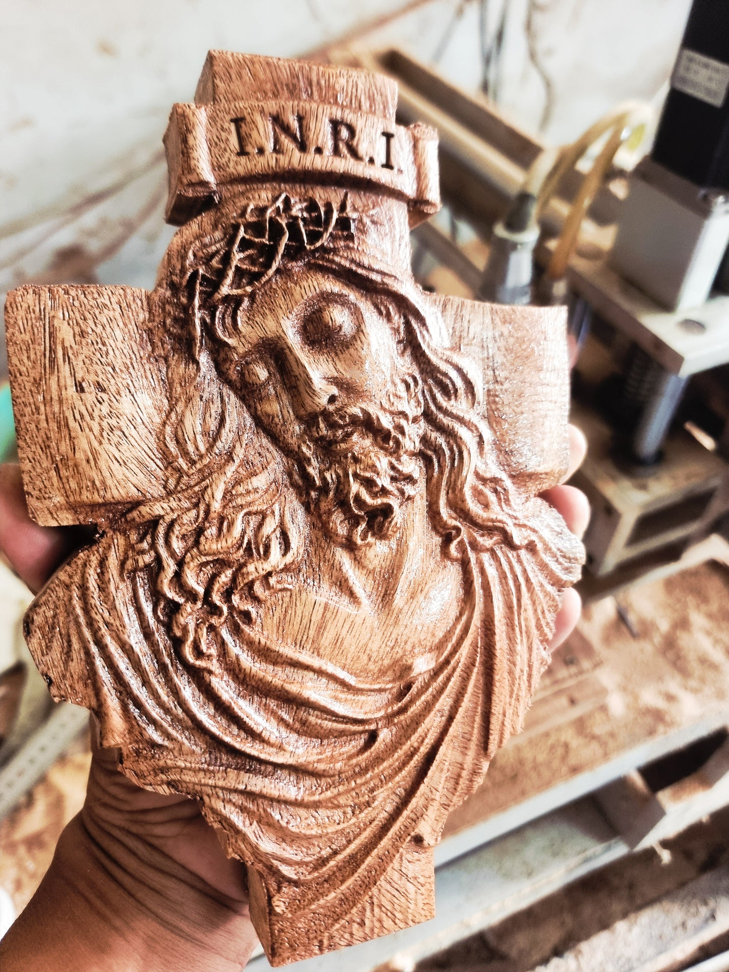 Jesus bust crucifix, 3D STL Model, CNC Router Engraver, Artcam, Aspire ,3D printing