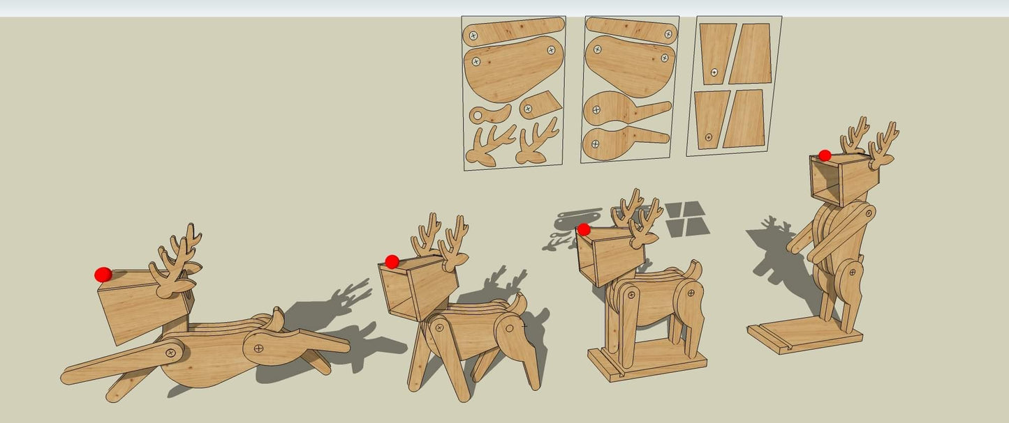 Reindeer lamp design file, printable template ,laser cut ,CNC - LoyocaWorkshop