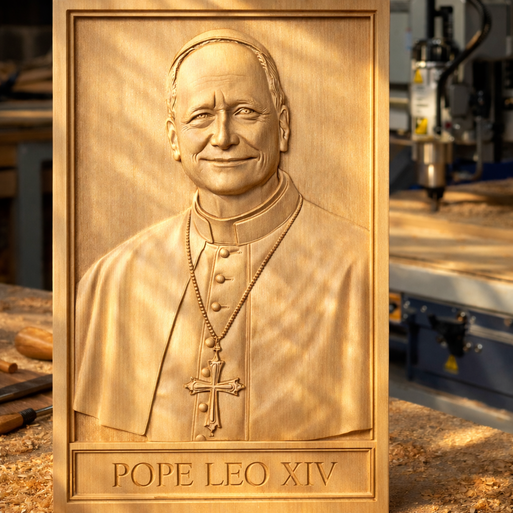 Pope Leo 14, 3D STL Model, CNC Router Engraver, Artcam, Aspire ,3D printing