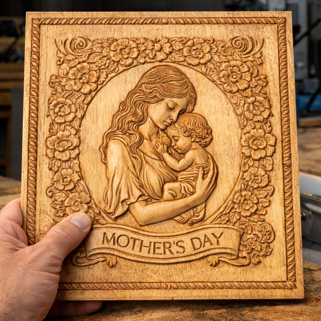 Mother's day, 3D STL Model, CNC Router Engraver, Artcam, Aspire ,3D printing
