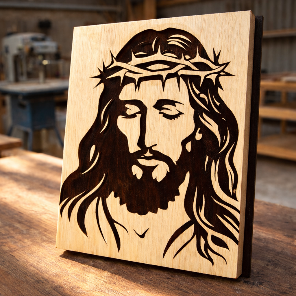 Jesus face J01 pattern -Scroll saw -CNC cuttting- LoyocaWorkshop