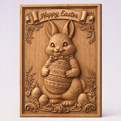 Happy Easter, 3D STL Model, CNC Router Engraver, Artcam, Aspire ,3D printing