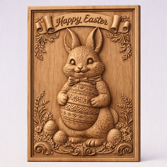 Happy Easter, 3D STL Model, CNC Router Engraver, Artcam, Aspire ,3D printing