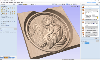Jesus prays, 3D STL Model, CNC Router Engraver, Artcam, Aspire