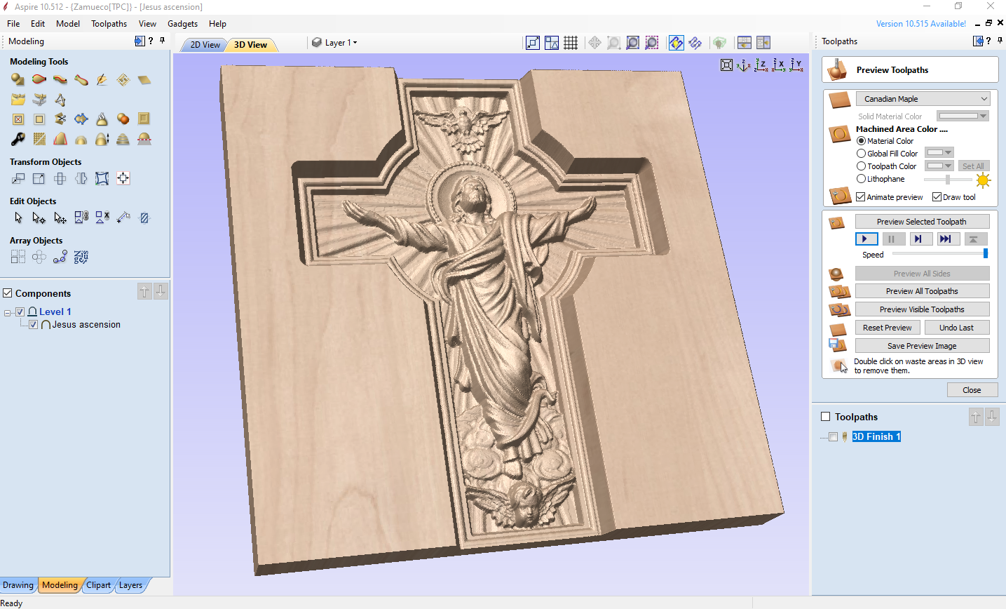 Jesus Ascension, 3D STL Model, CNC Router Engraver, Artcam, Aspire