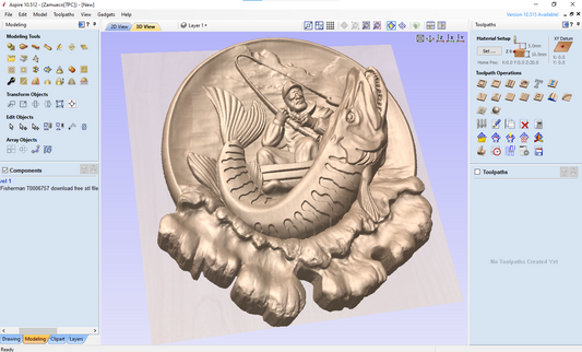 Fisherman, 3D STL Model, CNC Router Engraver, Artcam, Aspire