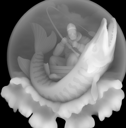 Fisherman, 3D STL Model, CNC Router Engraver, Artcam, Aspire