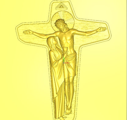 Jesus and Virgin Mary with chalice Crucifix, 3D STL Model, CNC Router Engraver, Artcam, Aspire