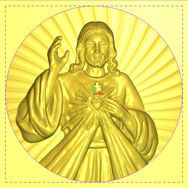 Jesus divine mercy - round carving, 3D STL Model, CNC Router Engraver, Artcam, Aspire