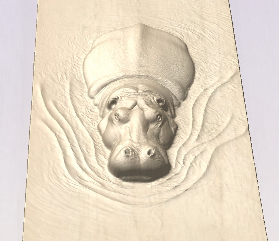 Hippo swimming, 3D STL Model, CNC Router Engraver, Artcam, Aspire ,3D printing
