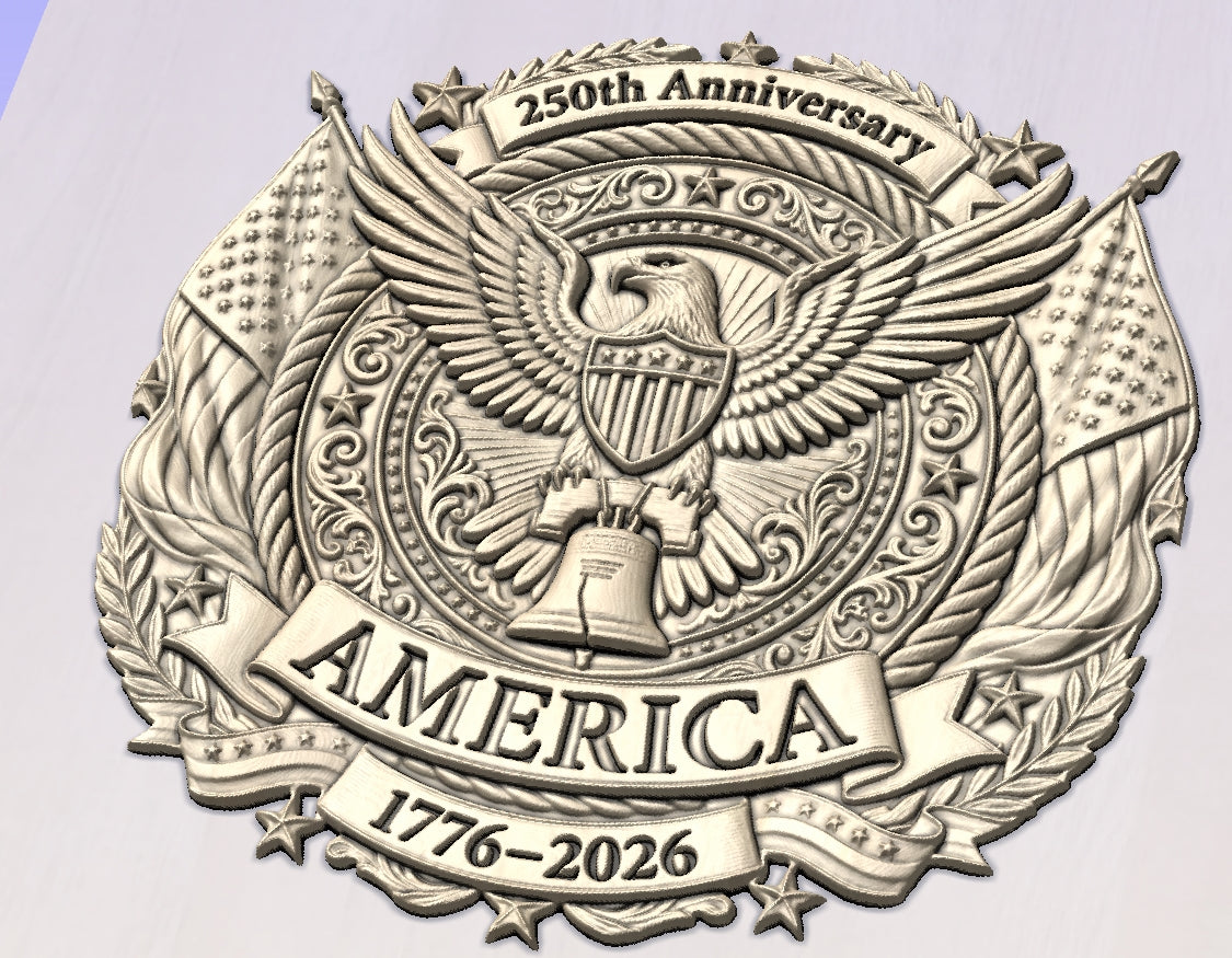 250 year anniversary carving, 3D STL Model, CNC Router Engraver, Artcam, Vectric Aspire ,Easel ,3D printing