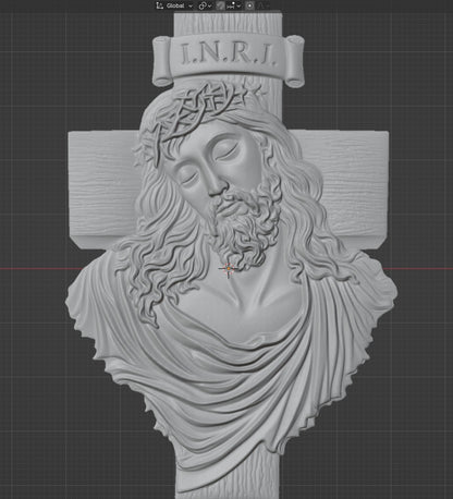 Jesus bust crucifix, 3D STL Model, CNC Router Engraver, Artcam, Aspire ,3D printing