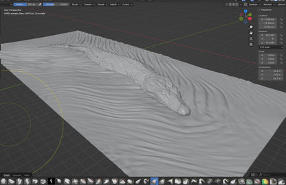 Crocodile swimming CNC, 3D STL Model, CNC Router Engraver, Artcam, Aspire ,3D printing