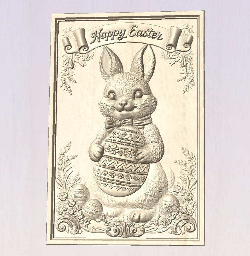 Happy Easter, 3D STL Model, CNC Router Engraver, Artcam, Aspire ,3D printing