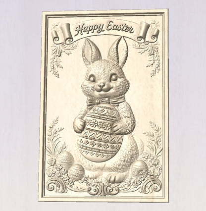 Happy Easter, 3D STL Model, CNC Router Engraver, Artcam, Aspire ,3D printing