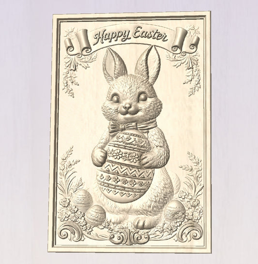 Happy Easter, 3D STL Model, CNC Router Engraver, Artcam, Aspire ,3D printing