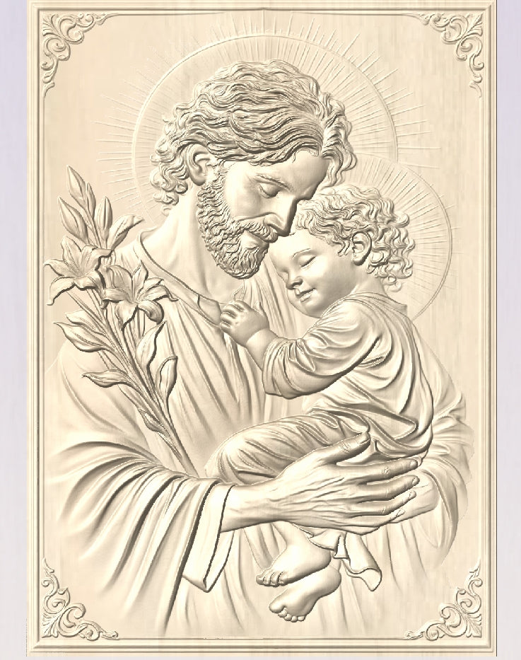 Joseph and baby Jesus, 3D STL Model, CNC Router Engraver, Artcam, Aspire ,3D printing